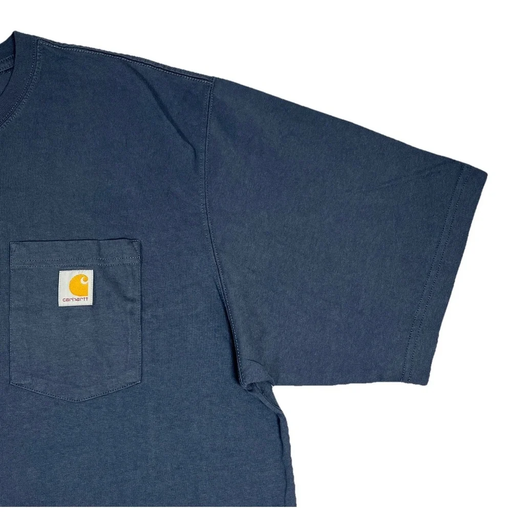 Carhartt K87‎ Mens T-Shirt XL Loose Fit Pocket Short Sleeve Heather Bluestone